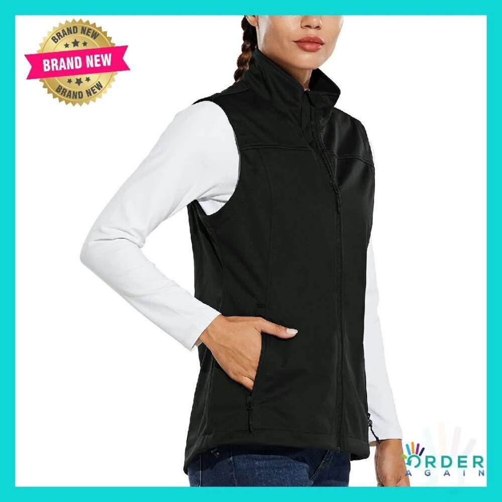 Lightweight Softshell Vest Windproof Sleeveless Jacket Stand Collar Zipper